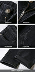 Slim Fit Korean Streetwear Graphical Printed Luxury Hip-Hop Stretch Denim Jeans for Men - Perfect Medium Wash Jeans Outfit